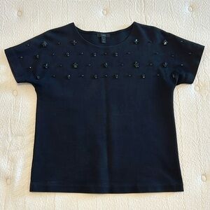 J.Crew Black Gemstone Top Size M